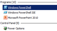 PowerShell in the start menu