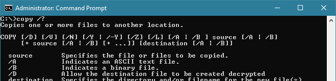 CMD example help text from: copy /?
